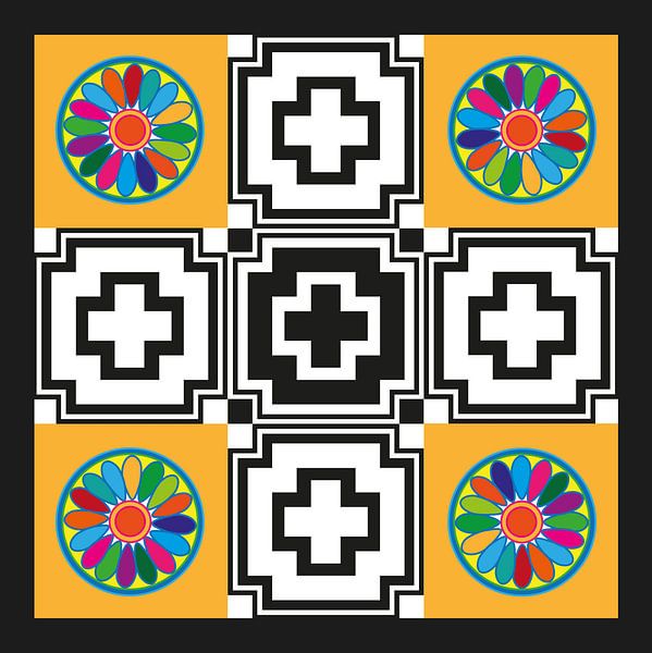Anunnaki Cross UFO Orange Black &amp; White Multicolor von Esther van de Beek