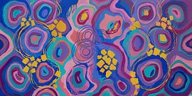 Farbenfrohes abstraktes Gemälde voller Energie und verspielter Ausdruckskraft