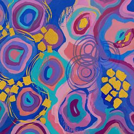 Tableau abstrait coloré, débordant d'énergie et d'une expression enjouée sur MadameRuiz