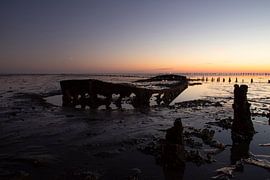 Sonnenaufgang am Wattenmeer in den Niederlanden
