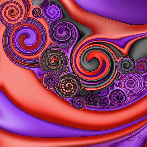 Abstract Art - Fluid Painting Red Purple by Patricia Piotrak