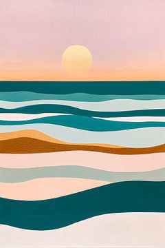 Paysage de vagues au coucher du soleil sur Poster Art Shop