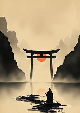 Samouraï à la porte Torii