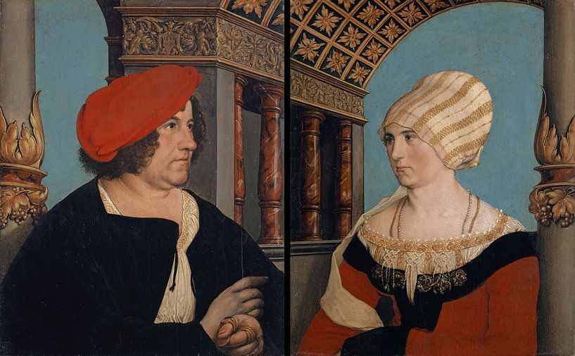 Dubbelportret van de Bazelse burgemeester Jacob Meyer zum Hasen en zijn vrouw Dorothea, Hans Holbein van Meesterlijcke Meesters