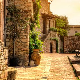 A picturesque street scene in Assisi by Berthold Werner