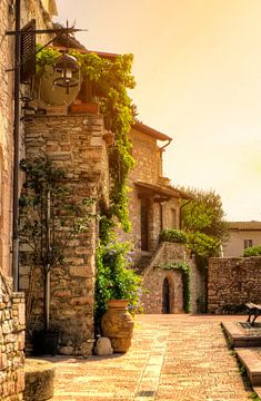 Een schilderachtig straatbeeld in Assisi van Berthold Werner