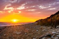 Ile d'Oleron, zonsonderdergang op het strand
