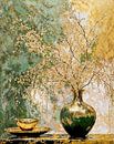 Vase, Tasse und Untertasse in Gold: Serie Aquarell Stillleben-5 von Studio Pieternel Miniaturansicht