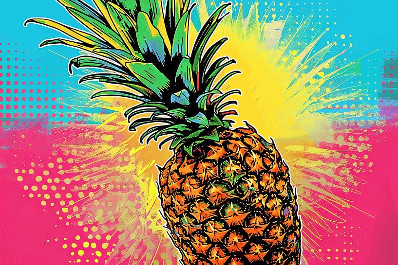 Colourful pineapple pop art print by Poster Art Shop