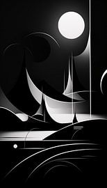 Vormen en Maan - Minimalistische Kunst by Surreal Media