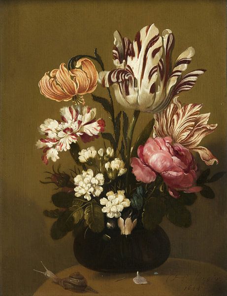 Nature morte à la fleur, Hans Gillisz. Bollongier par Des maîtres magistraux