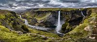 Haifoss waterfall in Iceland panorama