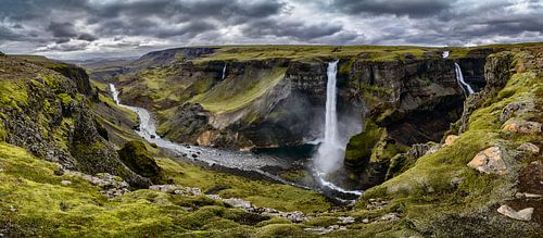 Haifoss Wasserfall in Island Panorama