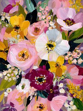 Blumenexplosion in sanften und hellen Farbtönen