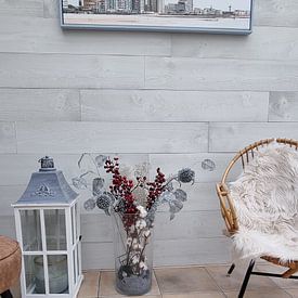 Customer photo: Skyline of Vlissingen boulevard (Zeeland) (panorama) by Fotografie Jeronimo, on canvas