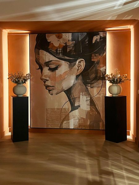 Modern chic en abstract portret in aardetinten