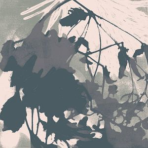 Abstrakte botanische Kunst im Japandi-Stil