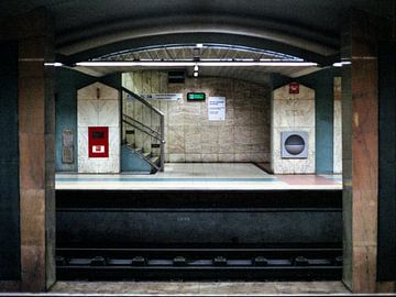 View through a metro station in Lisbon, analogue medium format photo by Richard Jungschlager