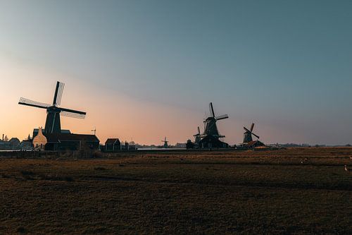 Coucher de soleil à Zaanse Schans