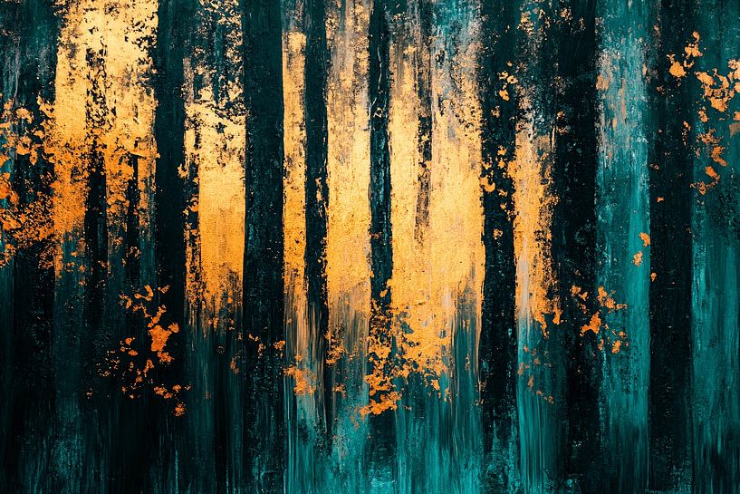 Abstrakter Wald mit goldenem Licht von Imperial Art House