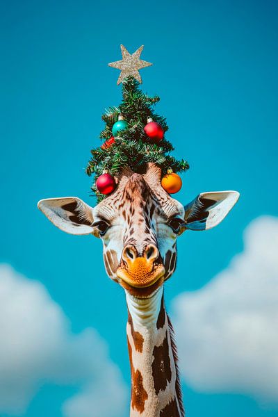 Christmas giraffe by Poster Art Shop