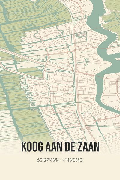 Alte Landkarte von Koog aan de Zaan (Nordholland) von Ortsdrucke