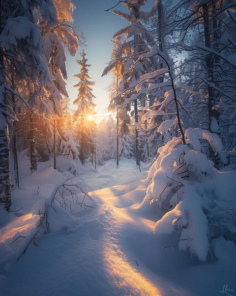 Wintersonne bricht durch von fernlichtsicht
