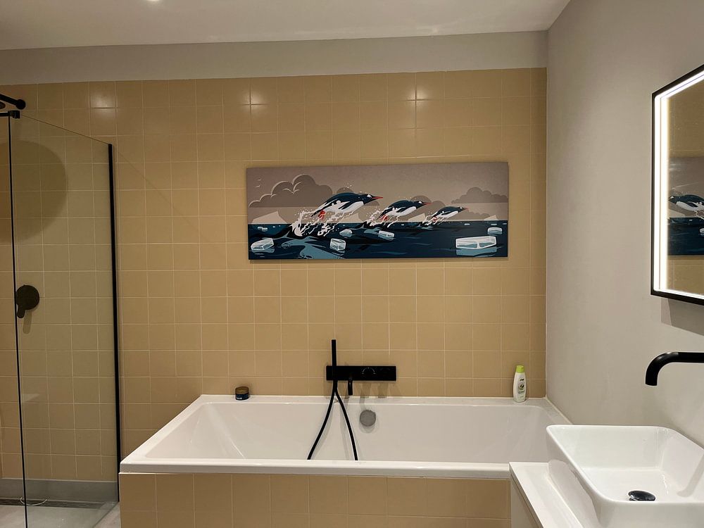 Penguins Swimming in Formation  by Eduard Broekhuijsen 