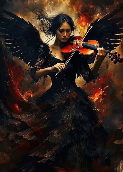 Abstract Flame Angel Playing Violin by MIROKKU