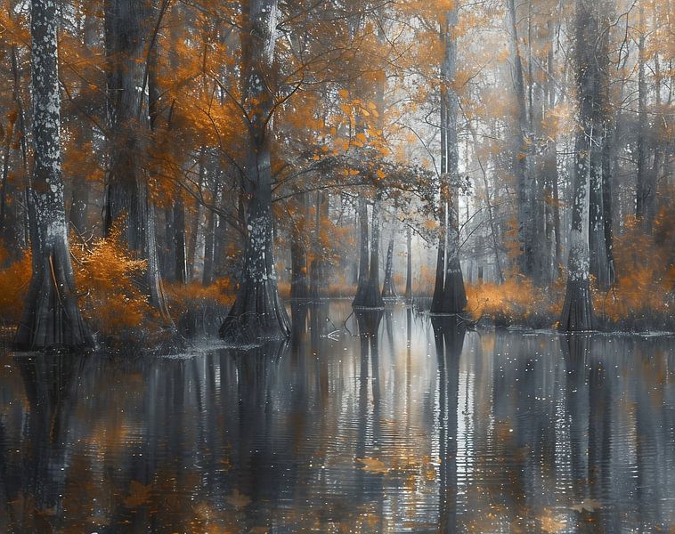 Wasser trifft Herbstlaub von fernlichtsicht