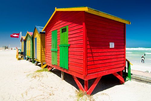 Colored beach cabins at False Bay