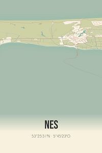 Carte ancienne de Nes (Fryslan) sur Rezona