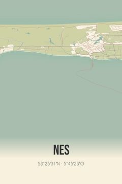 Vintage landkaart van Nes (Fryslan) van MijnStadsPoster