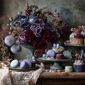 Flowers and Pastries - Mysterious and Elegant Still Life by Joriali photography and paintings