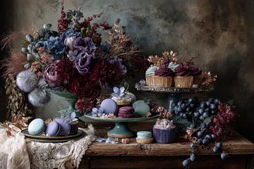 Flowers and Pastries - Mysterious and Elegant Still Life by Joriali photography and paintings