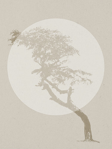 Nordic Art: Serene tree in soft beige shades