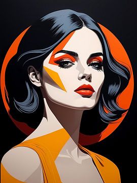 Pop Art Vrouwenportret Abstract Geometrische Kunst