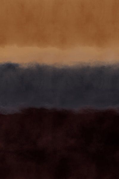 Sunset. Minimalist abstract landscape in yellow ochre, blue and brown. by Dina Dankers
