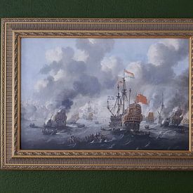 Customer photo: VOC Sea Battle painting: The burning of the English fleet off Chatham, 20 June 1667, Peter van de, on canvas