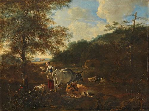 Landscape with cattle, Adam Pijnacker