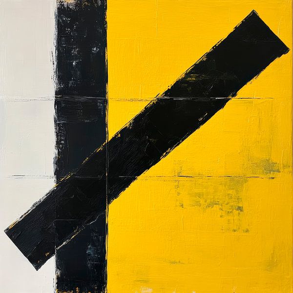 Geometrische Komposition in Schwarz-Gelb von Poster Art Shop