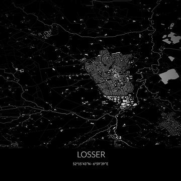 Schwarz-weiße Karte von Losser, Overijssel. von Rezona