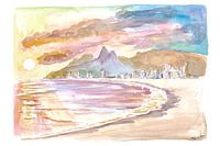 Sonnenuntergang am Praia de Ipanema Rio de Janeiro Brasilien