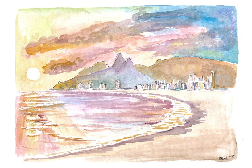 Sonnenuntergang am Praia de Ipanema Rio de Janeiro Brasilien von Markus Bleichner