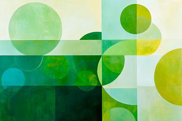Green geometry: Circles and rectangles by Poster Art Shop
