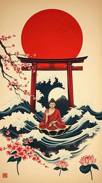 Bouddha / Boeddha Art japonais Sumi-e sur MIROKKU