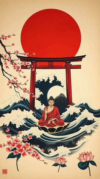 Buddha / Boeddha Japanese Art Sumi-e by MIROKKU