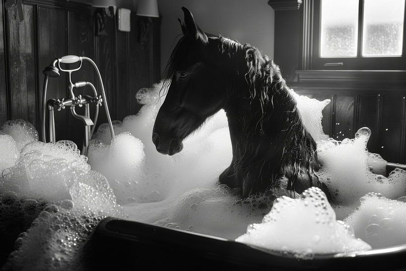 Noble horse in the bathtub - a magical bathroom picture for your WC by Poster Art Shop