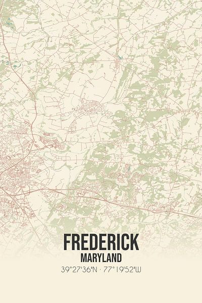 Carte ancienne de Frederick (Maryland), USA. par Affiches de lieux