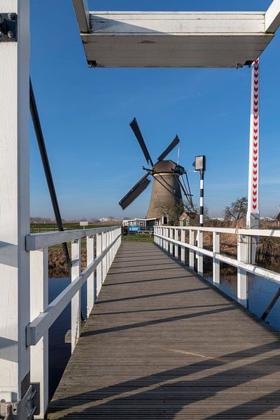 Blue sky Dutch landscape with the windmill by Digikhmer